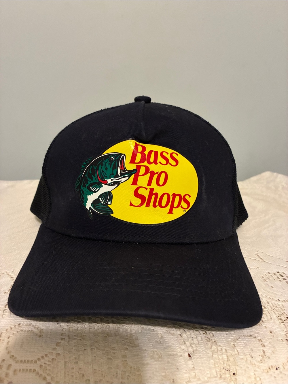 Bass Pro Shops Blue Hat with Yellow Logo and Red Text